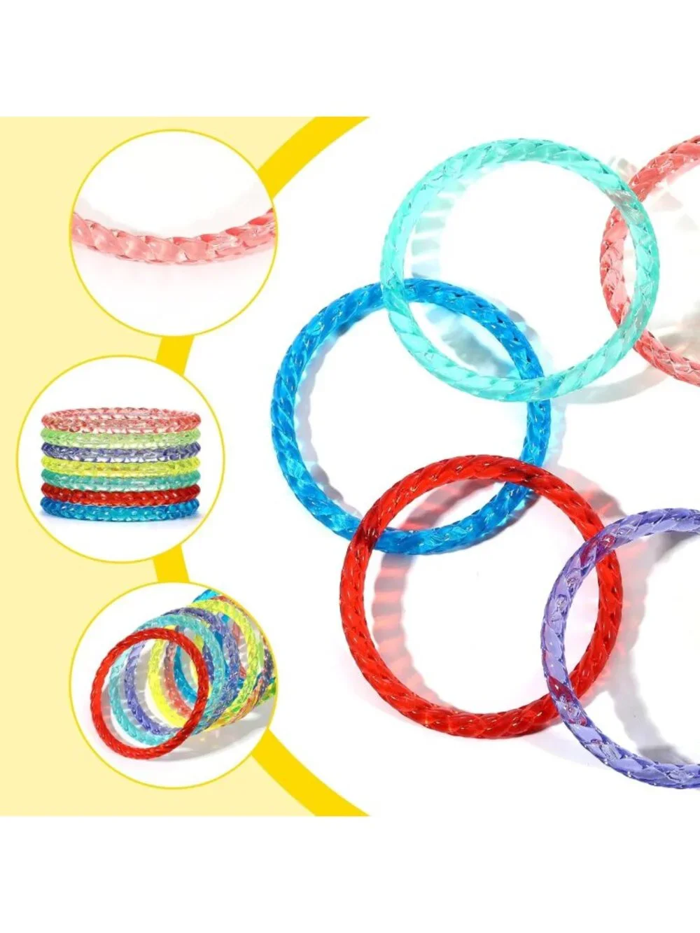 100 Pack Neon Crystal Bangle Bracelets for Kids Ages 2-8 | Fun Party Favors